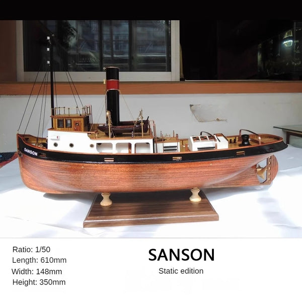 1/50 Wooden Tugboat Model Assembly Kit DIY SANSON Adult Building Model Toy Birthday Gift Collection Decoration