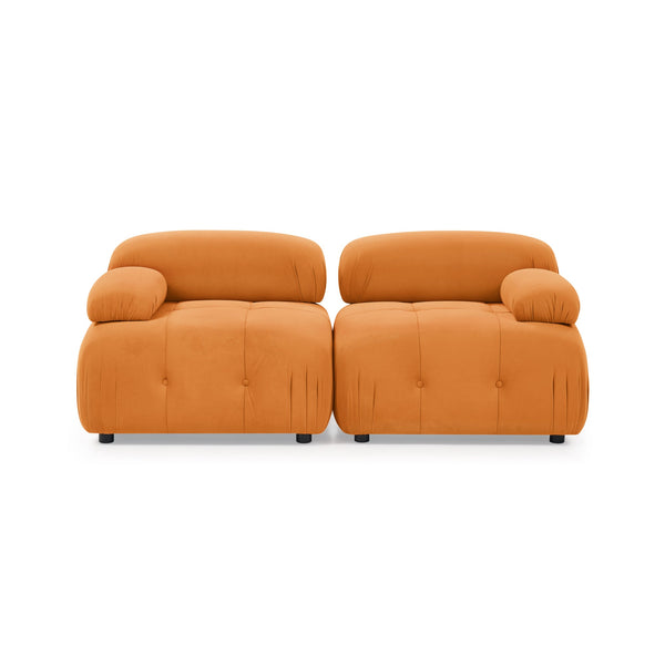 Modular Sectional Sofa, Button Tufted Designed and DIY Combination,L Shaped Couch With Reversible Ottoman, Orange Velvet