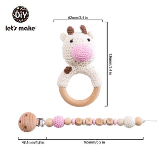 Buy clear Let&#39;s Make Baby Rattles Set Crochet Animal Elk Amigurumi Elephant Baby Teether Wooden Pacifier ChainBPA Free Nursing Rattle Toys