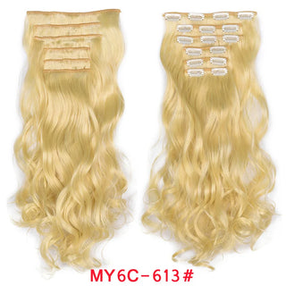 Buy my6c-613 16 Clips Clip in Hair Extension Long Synthetic Hair Heat Resistant Hairpiece Natural Wavy Ombre Hair Piece 6Pcs/Set 20Inch LIHUI