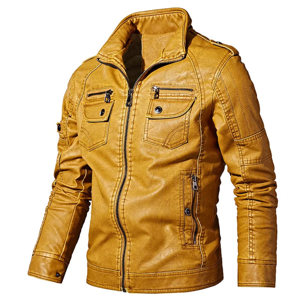 Men's Leather Jackets Winter Fleece Casual Motorcycle Jacket Biker Leather Coats European Windbreaker Genuine Leather Jacket