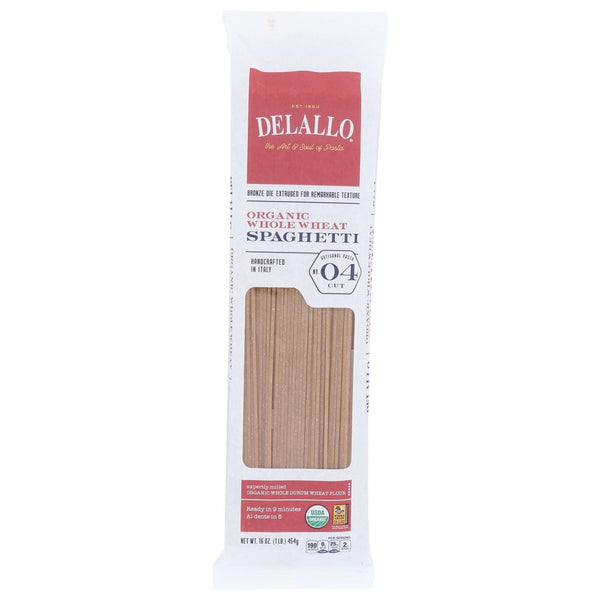 DELALLO: Organic Spaghetti Pasta Whole Wheat No.4, 16 oz