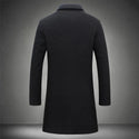 Atutumn Winter Long Warm Wool Trench Coat for Men Solid Color Single Breasted Luxury Wool Blends-Overcoat Tops Coats Clothing