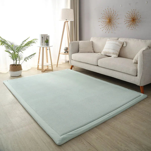 Thick Coral Fleece Carpet for Living Room Bedroom Kids Room Play Area Rugs Anti Slip Japan Tatami Floor Mat Prayer Mattress Grey