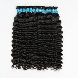 Buy deep-wave 100% Human Hair Bulk Extension Virgin Human Hair Deep Curly 10A Bulk Hair Weaving for Braiding Unprocessed 18-30inches No Weft