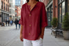 Women's V-Neck Buttoned Blouse