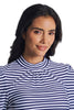 Women's Toscana Puff Sleeve Swim Top | White/Navy Stripe