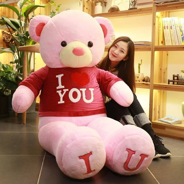 100cm Plush Toy Teddy Bear Giant  T Shirt Soft Stuffed Animals Pillow Dolls Grilfriend Kids Wife Birthday Valentines Day Decor