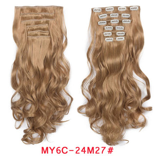 Buy my6c-24m27 16 Clips Clip in Hair Extension Long Synthetic Hair Heat Resistant Hairpiece Natural Wavy Ombre Hair Piece 6Pcs/Set 20Inch LIHUI