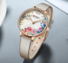 Womens Watches With Decoupage Flower Patterns And Details Of Large Roman Numbers