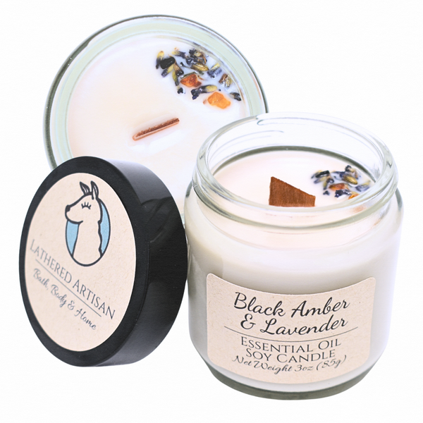 Black Amber & Lavender | Essential Oil | 3 oz Jar Candle