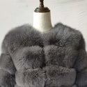 100% True Fur Coat Women's Warm and Stylish Natural Fox Fur Jacket Vest Leather Coat Natural Fur Coats  Free Shipping