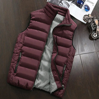 Buy dark-red Vest Men New Stylish Autumn Vests Winter Warm Sleeveless Jacket Army Waistcoat Mens Vest Fashion Casual Coats Mens Plus Size 5XL