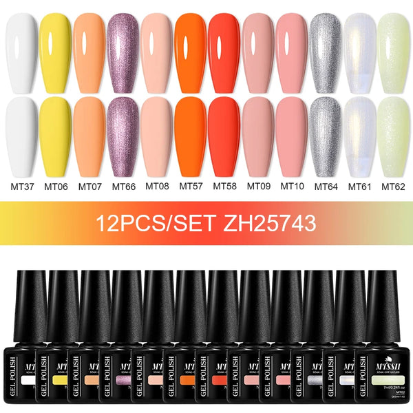 10/12pcs Spring Macaron Nail Gel Polish Set Semi Permanent UV for Manicure Soak Off Gel Nail Polish Kit Varnishes Nail Supplies