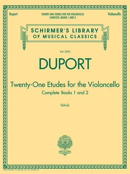 Duport - 21 Etudes for the Violoncello, Complete Books 1 & 2: Schirmer Library of Classics Volume 2095 - Paperback