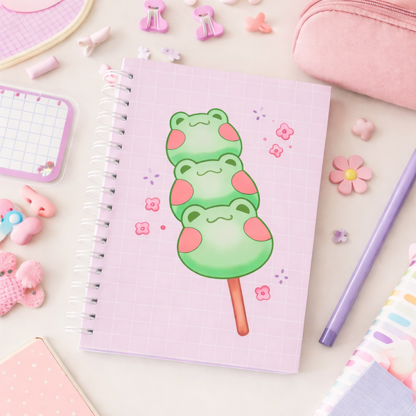 Kawaii Frog Dango Spiral Notebook