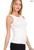 2 Way Neckline Seamless Ribbed Tank Top: White