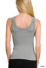 2 Way Neckline Seamless Ribbed Tank Top: H. Grey