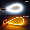 60cm New Slim Amber Sequential Flexible LED DRL For Headlight Strip Daytime Running Light With Yellow Turn Signal Lamp 12V