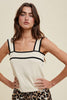 Contrast Sweater Tank Top - Taupe/Black