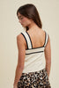 Contrast Sweater Tank Top - Taupe/Black