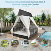 Outdoor Daybed Patio Lounge Bed With Adjustable Backrest Outdoor Double Sun Lounger With Curtains, 4 Pillows for Garden