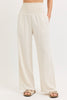 Smock Wasit Lined Blend Wide Leg High Rise Pants