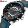 Men's Waterproof  Sport Watch With Leather  Belts  And Large Numbers Details Unique Design Perfect Gift
