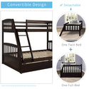 Solid Wood Twin Over Full Bunk Bed With Two Storage Drawers, Espresso