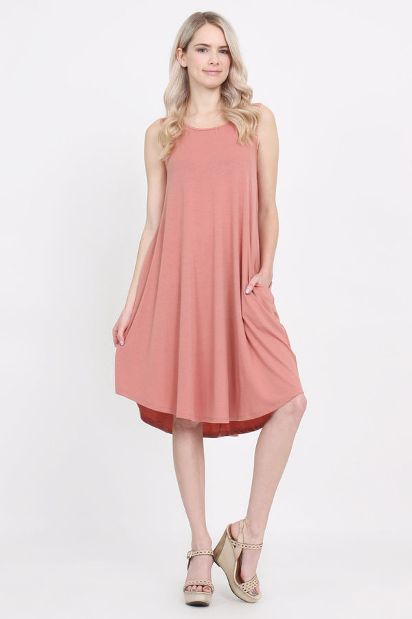 Sleeveless Pocket Swing Dress