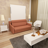 Full size Morden Deisgn vertical Murphy bed with sofa and drawers, white wall bed, space saving hidden bed with new gas pillars