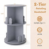 Kids Rotating Bookshelf 2-Tier Storage Rack with Bear Baffles