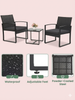 3-Piece Outdoor Patio Furniture Set – Wicker Chairs + Bar Table with Cushions
