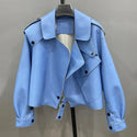 Women Real Sheepskin Fashion Bomber Designer Ladies Leather Jacket Coat