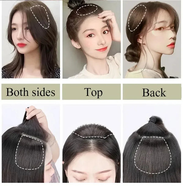 10-20cm Human Hair Invisable Seamless Hair Pad Extension Lining of Top Side Cover Hairpiece Increase Hair Volume for Women