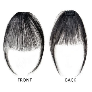 Buy a59-black 100% Human Hair Black Brown Invisible Hair Bangs Clip in Straight Bangs and Sideburns Extensions Hairpiece Hair Piece