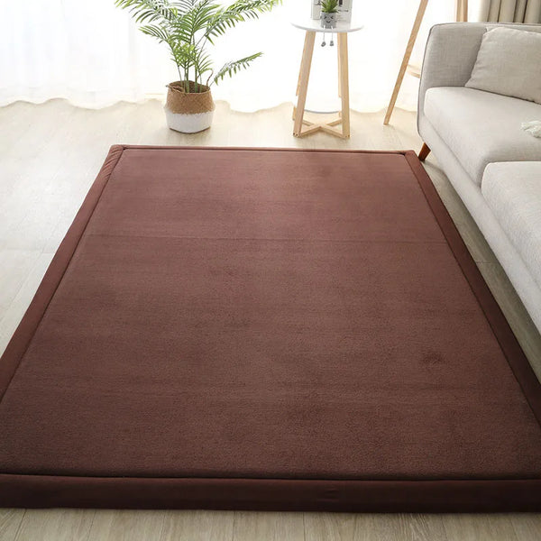 Thick Coral Fleece Carpet for Living Room Bedroom Kids Room Play Area Rugs Anti Slip Japan Tatami Floor Mat Prayer Mattress Grey