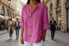 Women's V-Neck Buttoned Blouse