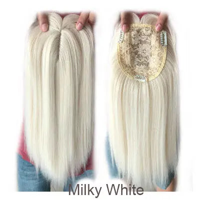 14inch Straight Synthetic Blonde Hair With Bangs for Women Clip-In One-Piece Hair Extension High Temperature Fiber