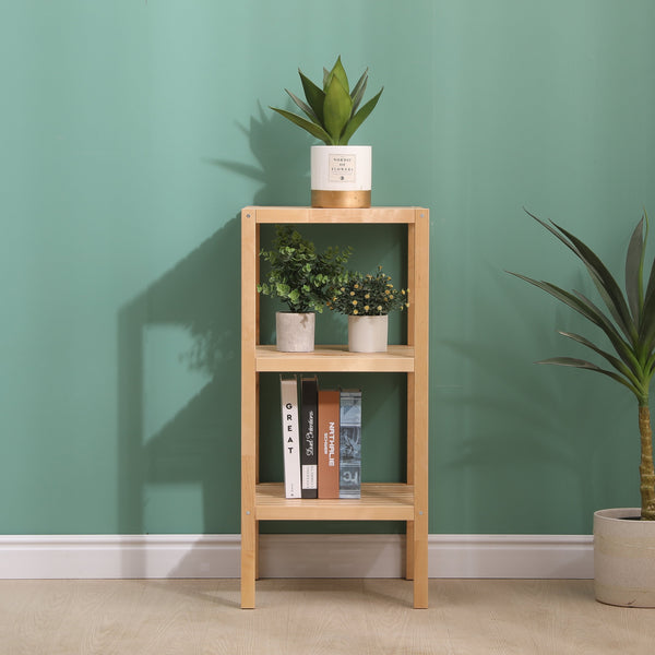 3-Tier Birch Bathroom Shelf, Narrow Shelving Unit, Multifunctional Storage Rack, Corner Rack, for Kitchen, Living Room