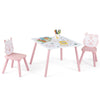 Kids Table and Chair Set with Animal Patterns, 3-Piece