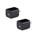 2-Pack Black 1A USB Power Adapter Wall Charger