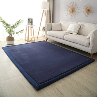 Buy navy Thick Coral Fleece Carpet for Living Room Bedroom Kids Room Play Area Rugs Anti Slip Japan Tatami Floor Mat Prayer Mattress Grey