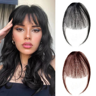 100% Human Hair Black Brown Invisible Hair Bangs Clip in Straight Bangs and Sideburns Extensions Hairpiece Hair Piece