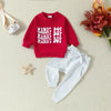 Infant and toddler clothing, children's letter printed long sleeved pullover, hoodie and pants two-piece set