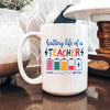 Funny Teacher Mug - Colorful Battery Graphic Ceramic Coffee Cup | Teacher Appreciation Gift