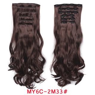 Buy my6c-2m33 16 Clips Clip in Hair Extension Long Synthetic Hair Heat Resistant Hairpiece Natural Wavy Ombre Hair Piece 6Pcs/Set 20Inch LIHUI