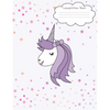 Composition Book: Unicorn Face Back To School Notebook For Girls - Purple Unicorn Face Front And Back Cover With Cute Confetti Stars And Dots - Paperback