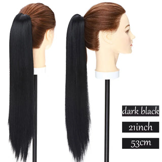 Buy dark-black1 Synthetic Long Wavy Fake Ponytail Extension