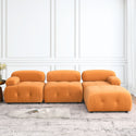 Modular Sectional Sofa, Button Tufted Designed and DIY Combination,L Shaped Couch With Reversible Ottoman, Orange Velvet